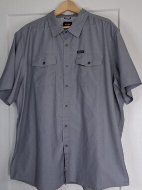 Wrangler Mens 2XL Gray Short Sleeve Button Up Shirt Utility Workwear Outdoor